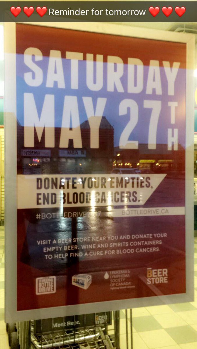 skinnybitch_ang's tweet photo. Today's the day! May 27 Bring empties #Beer #Wine #Spirit to @mybeerstore Support #ReturnsForLeukaemia  @LLSCanada #BottleDrive2017 https://t.co/im12LOU6NZ