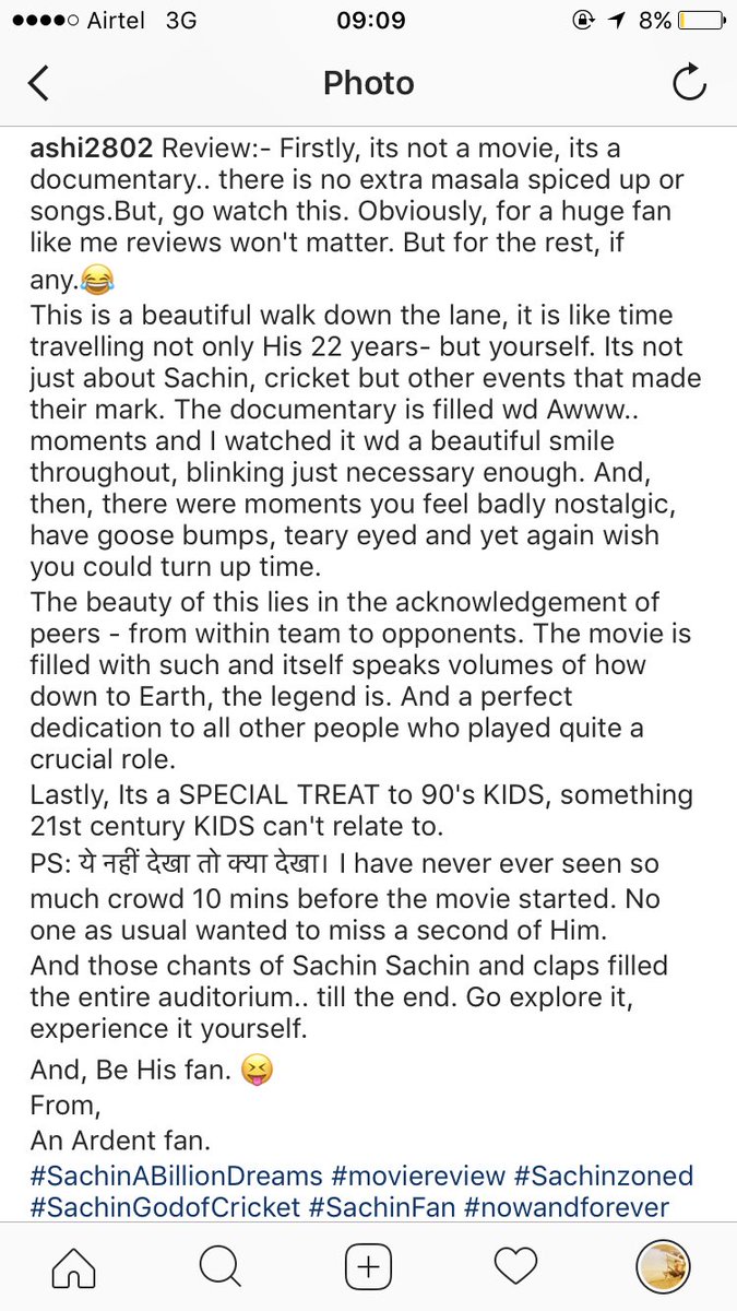 ashi2802's tweet photo. @sachin_rt Thankyou for playing this Sport from India and Binding the nation. Thanks, yet again for spectacular movie.

From, 
Entire nation https://t.co/aurFHv4F1P