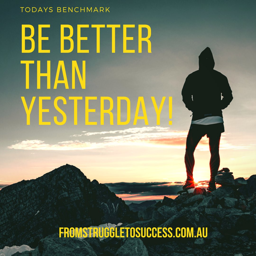 Your benchmark, just strive to be a better version of yourself everyday #fromstruggletosuccess #salestraining #digitalmarketing #coaching