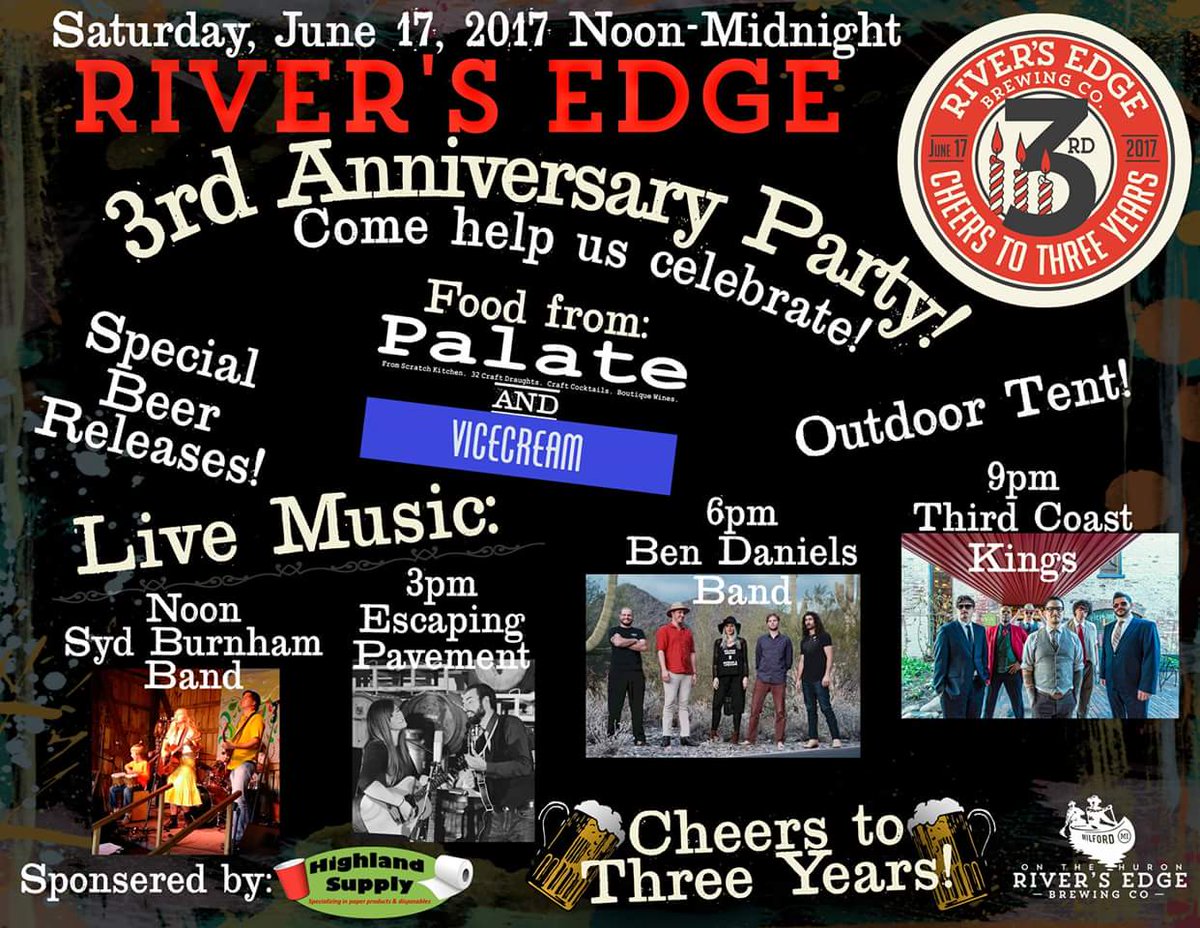 Third Coast Kings, Third Anniversary Party for <a href="/REBrewing/">River's Edge Brewing</a> coincidence? Decide for yourself June 17 #MilfordMi