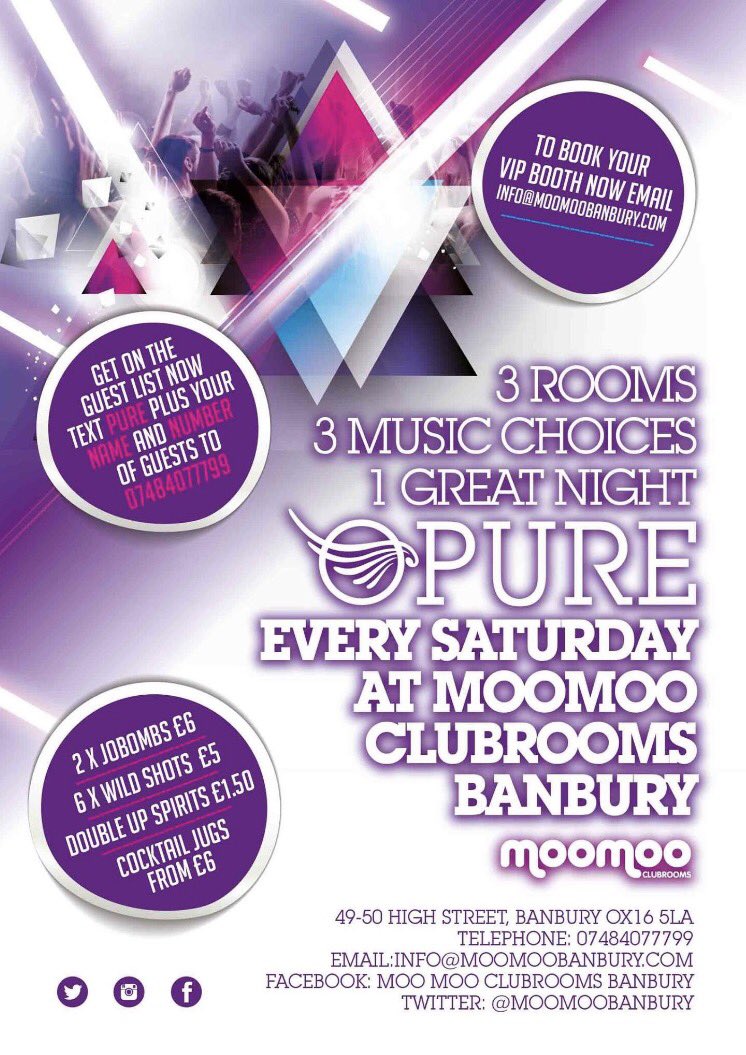 DjChrisConnor's tweet photo. Tonight it's all about @MooMooBanbury with myself @DjSiJames & @DjMikeFlash delivering the goodies. #PureSaturdays #Tunes https://t.co/BlmRs94nQE
