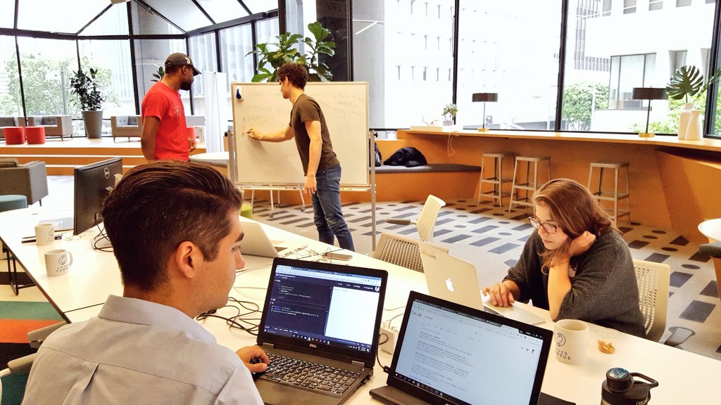 LearningNerd's tweet photo. All day hack day with our (semi-secret) coding #UnBootcamp with #LearnTeachCode/@LearnToCodeLA!

Some of our students and mentors: https://t.co/Ct2Af5jUm7