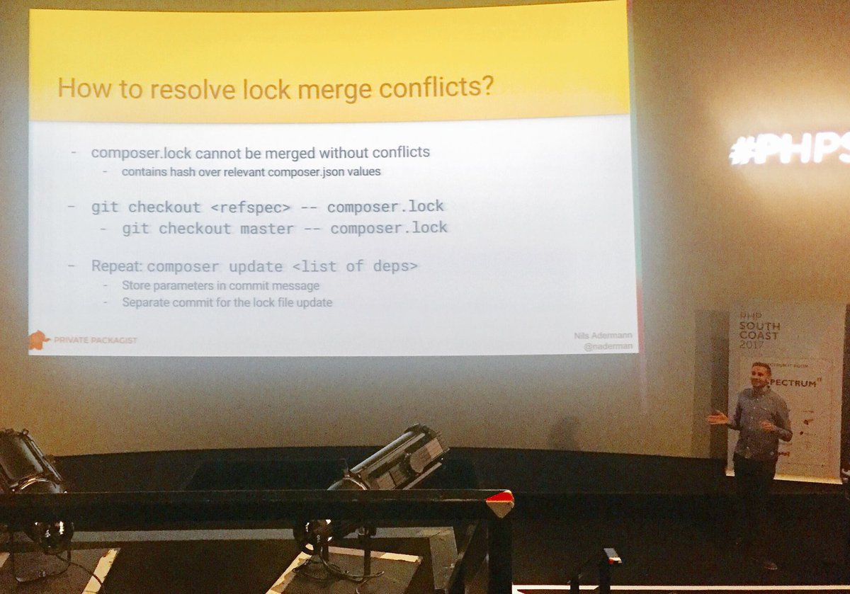 What we learnt at South Coast: Nils explains how to resolve lock merge requests in #ComposerPHP