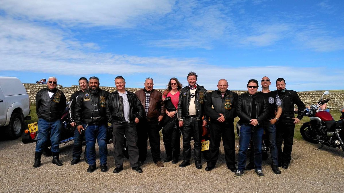 <a href="/WSMBASE/">Widows Sons MBA SE</a> members after meeting at the Six bells pub Chiddingly on a ride out pause for ice cream at Seven Sisters Country Park East Sussex