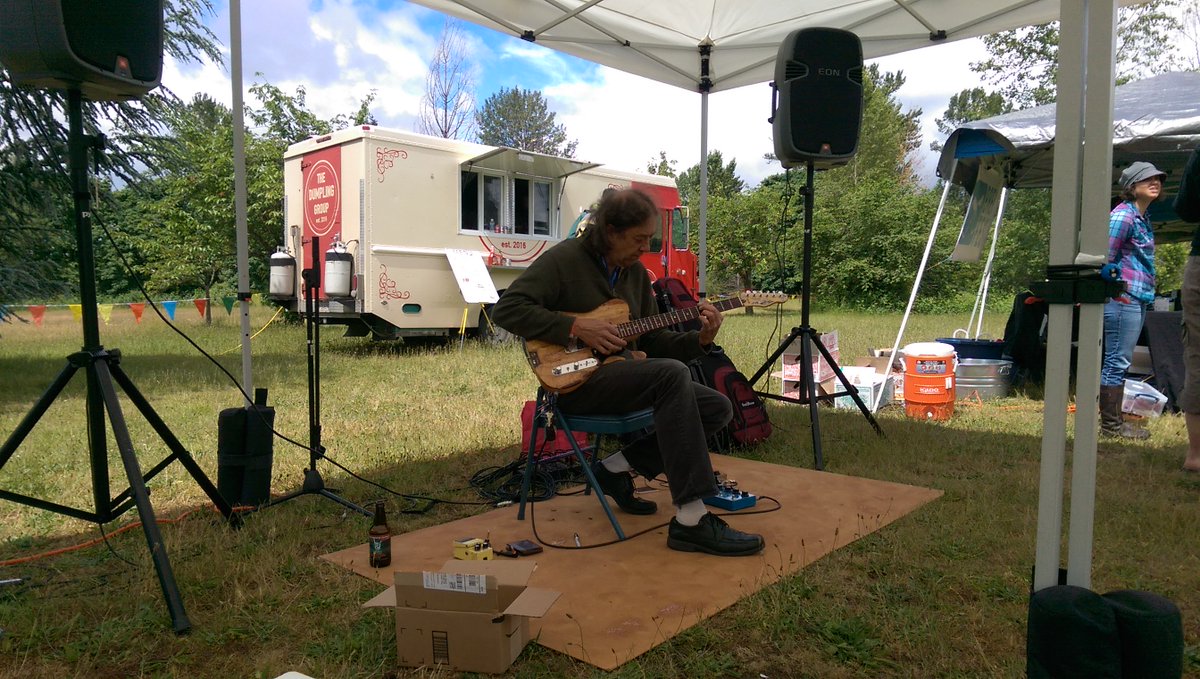 Musician Paul Prince warming up for his afternoon set at the Eugene Mini #MakerFaire. Enjoy some live music with us this afternoon!