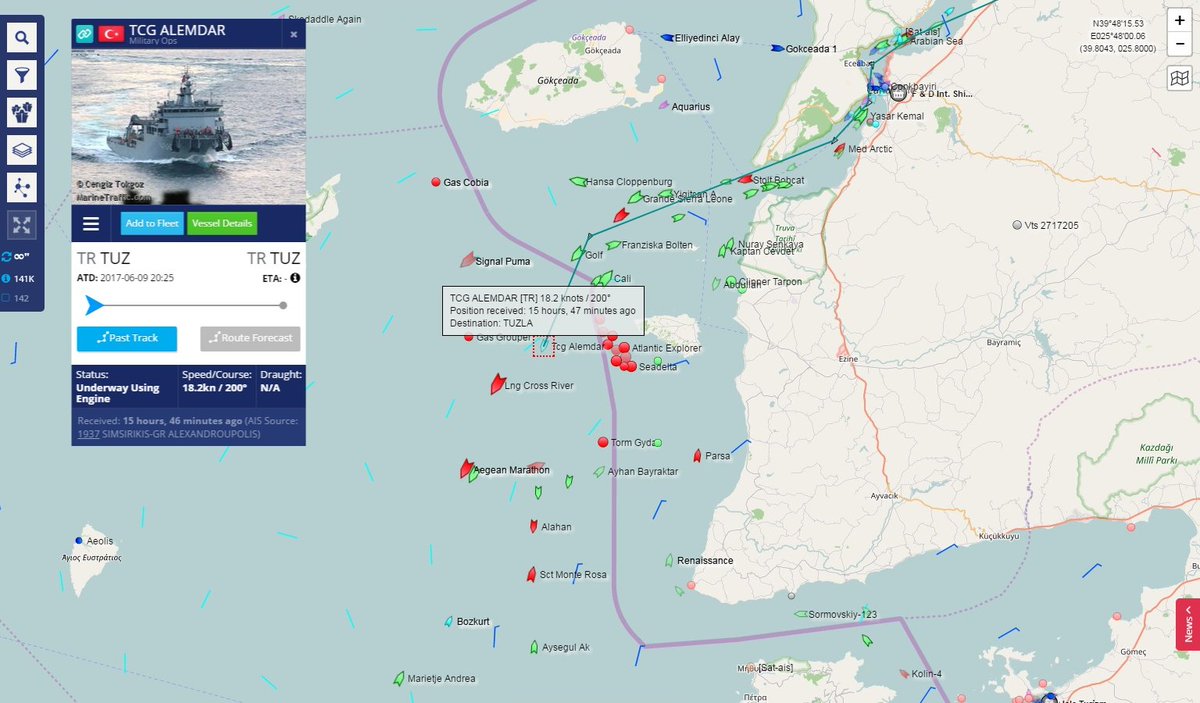 #TurkishNavy #TCGAlemdar A582 submarine rescue mother ship entered #AegeanSea today morning