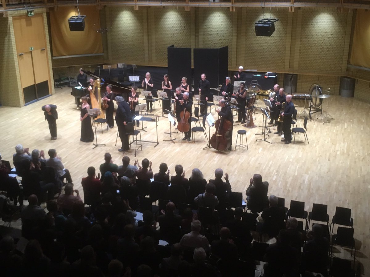 BCMG's tweet image. After the world premiere of A Land of Rain, Colin Matthews joins BCMG, Oliver Knussen and Claire Booth for a well deserved bow. Bravo!