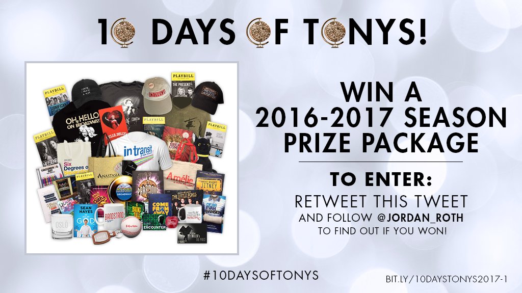 Jordan_Roth's tweet photo. It's a #Broadway Bonanza! Retweet &amp; follow to enter to win a prize package featuring EVERY show from this season! #10DaysOfTonys https://t.co/9Z9dEa5EtG