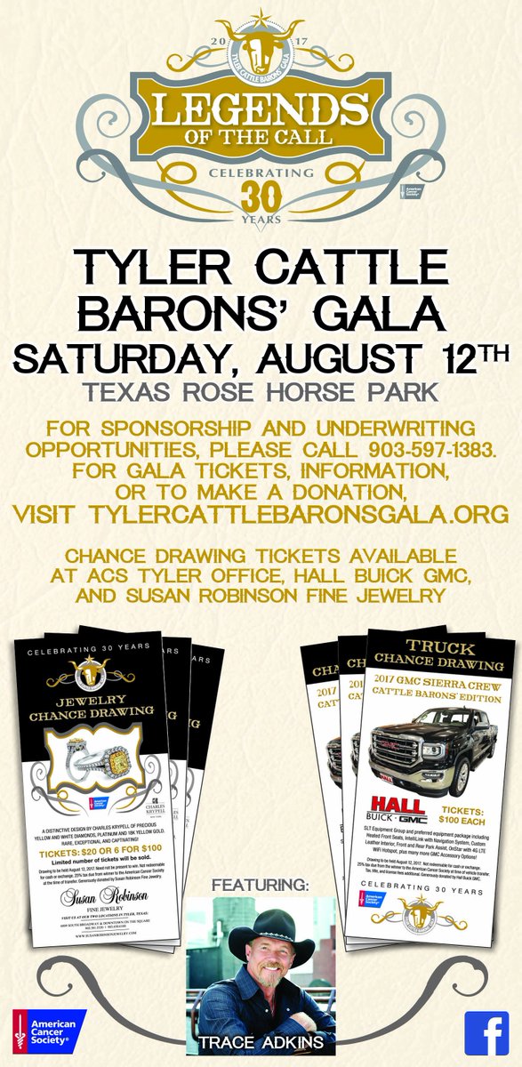 Tyler Cattle Barons Gala 30th, August 12 <a href="/HallBuickGMC/">Hall Buick GMC</a> <a href="/Susan_R_Jewelry/">SusanRobinsonJewelry</a> again offer raffle items bit.ly/2mQkN8y #fightcancer #inetx