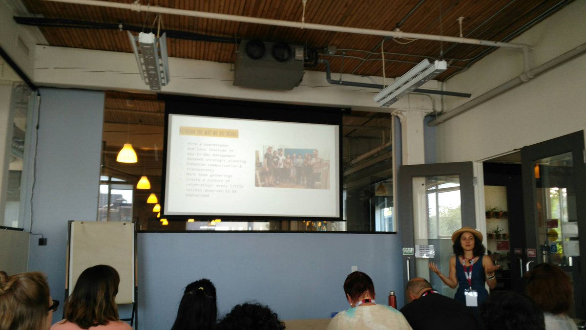 Audrey-Anne from <a href="/LaRemiseCoop/">La Remise</a> says rethinking the way they do things as they grow has been essential for volunteer retention #lendandlearn
