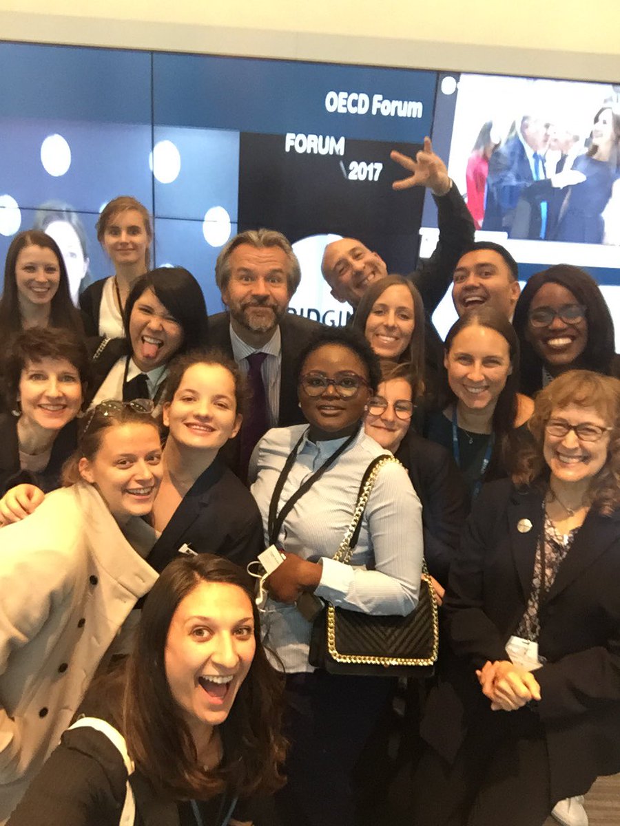 The #socialmedia team at the #OECDForum closed up the stand with - what else? - a selfie!