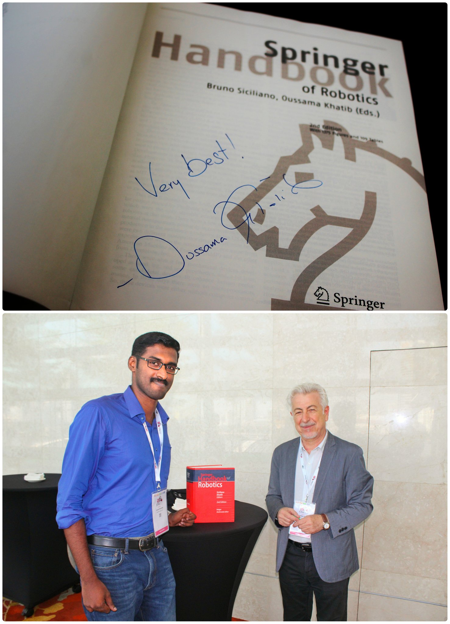 Achu Wilson on Twitter: "What makes it more happier having Springer Handbook of signed by Oussama Khatib #handbookofrobotics #robotics @SpringerEng https://t.co/CuRR86EZbI" / Twitter