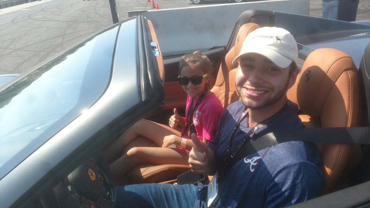 Fit_Kev's tweet photo. Awesome day w/@FerrariofATL and #FMOAR2R! Kids battling cancer get a day at Atlanta Motorsports Park in exotic cars! https://t.co/ainpksEtFz