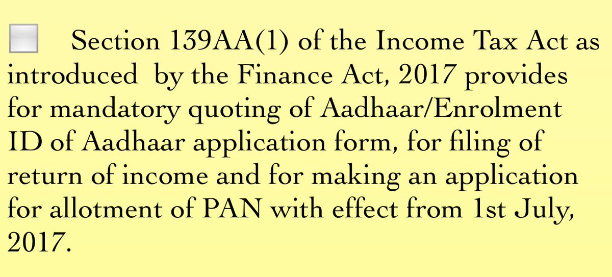 Supreme Court upholds Sec139AAof ITAct as constitutionally valid which necessitates  quoting ofAadhaar no.in applying for PAN&amp;for ITR filing