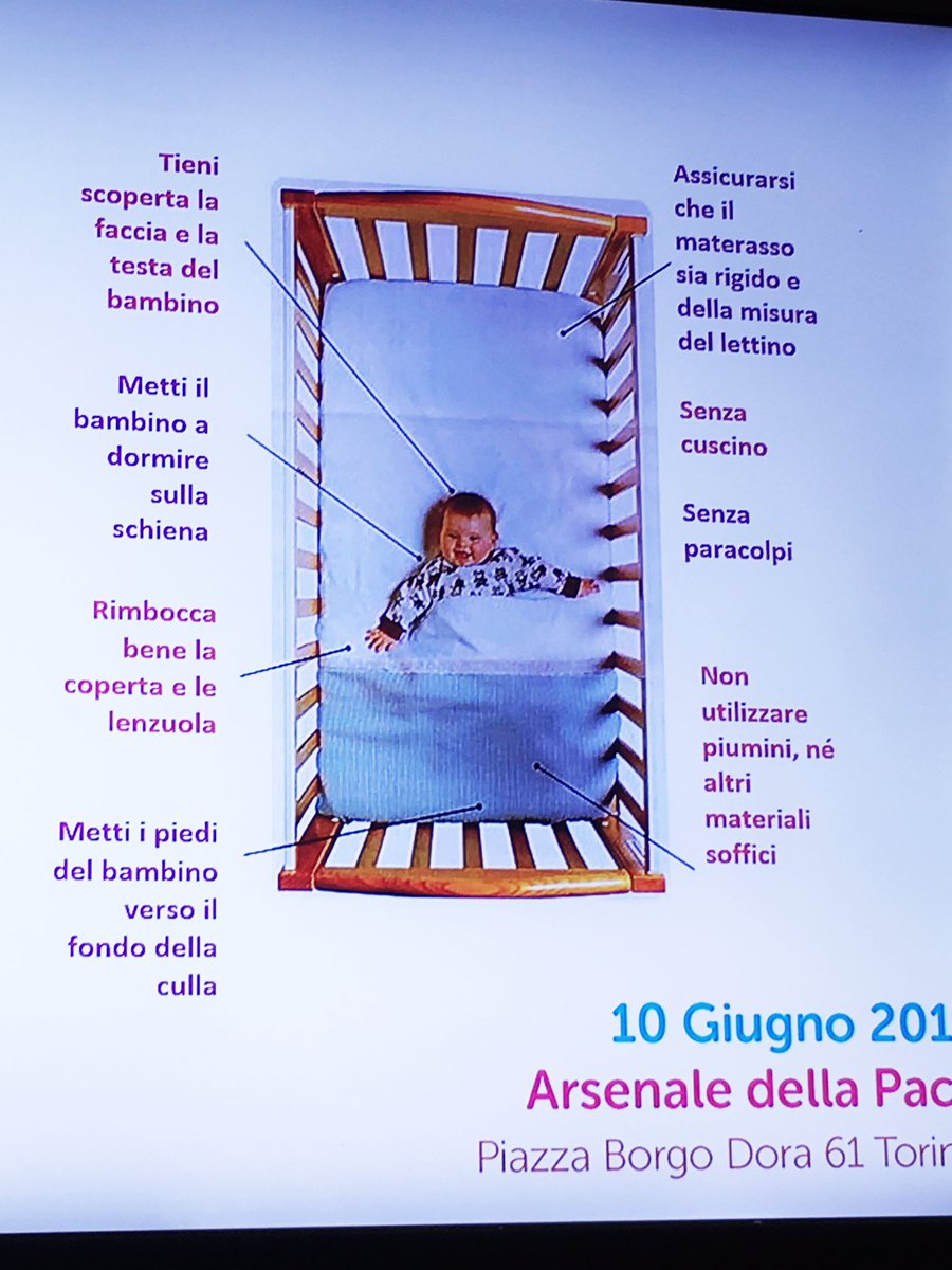 Prevenzione SIDS: no paracolpi, materasso rigido, 18-20 gradi, no coperte fino al volto, bimbo in fondo a lettino #DorelanTTC #tbnet