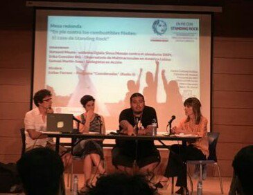 madridresist's tweet photo. Talking divestment, legislation &amp; native peoples' #resistance w @ecologistas @OMAL_info &amp; @Nataanii_Means #StandUpWith #StandingRock https://t.co/wa5WloxQYf
