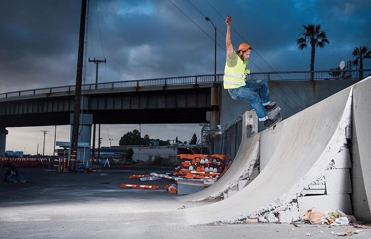 Emerica's tweet photo. #JonDickson with a long nose grind at the DIY spot he helped build. 👷🏼Check the new @SkateboardMag for more.  #MadeInEmerica https://t.co/FExAhCifCT
