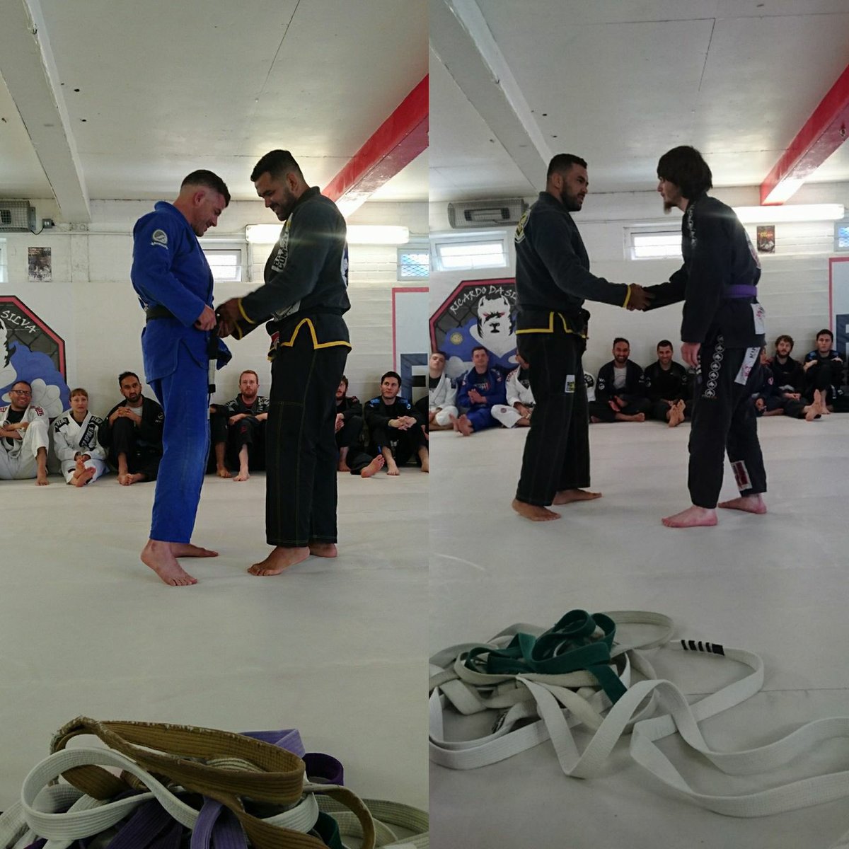 FusionFighting's tweet photo. Congrats today to @MarkHobbsKFA on his #BJJ Black belt and Louis Kal-El McGill on his purple. #NovaForca @RicardoSilvaUK OSS! https://t.co/vyo8EG6e2m