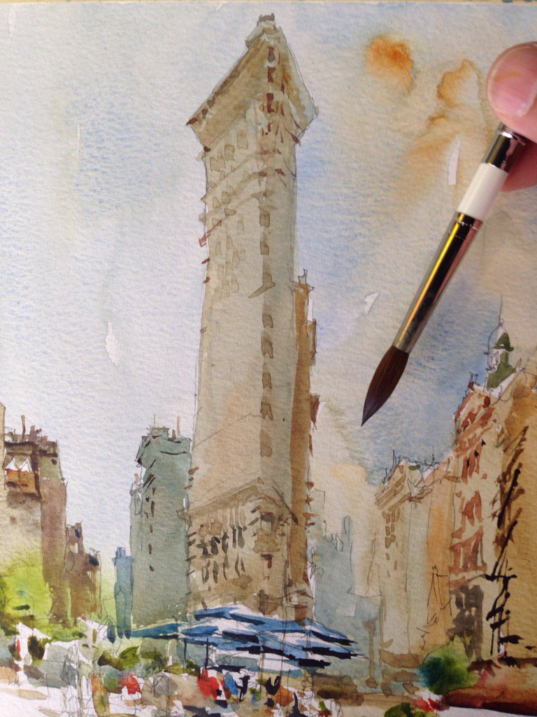 twitaro's tweet photo. Sketched the Flatiron and now going for Sushi Burritos - thanks for the travel brushes @rosemaryandco ! https://t.co/dCT42sH0wt