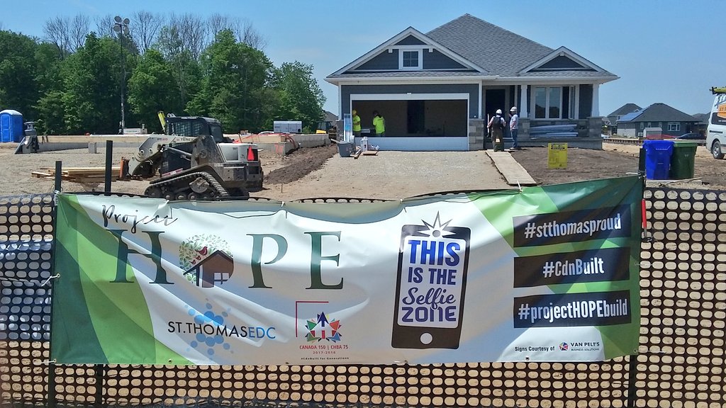 ClassicRock981's tweet photo. The Project Hope build is looking amazing on day 2 in St. Thomas! #ProjectHOPEbuild  #stthomasproud  #CdnBuild https://t.co/97WRb8YjtU