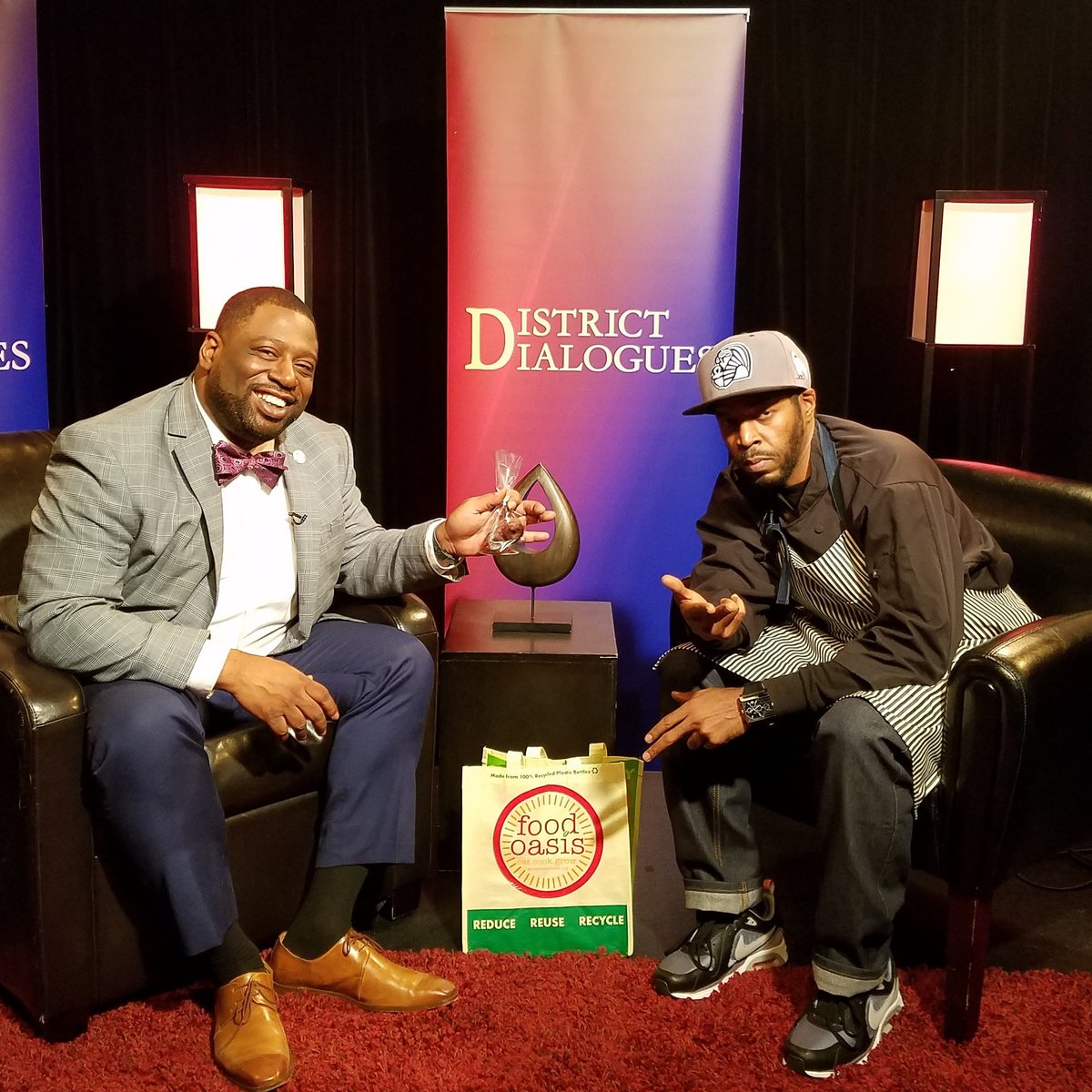 Great having Elijah with <a href="/kingsapron/">Kings Apron</a> for this month's taping of District Dialogues. Thanks for the vegan donuts! <a href="/marvinarrington/">Marvin Arrington Jr.</a>