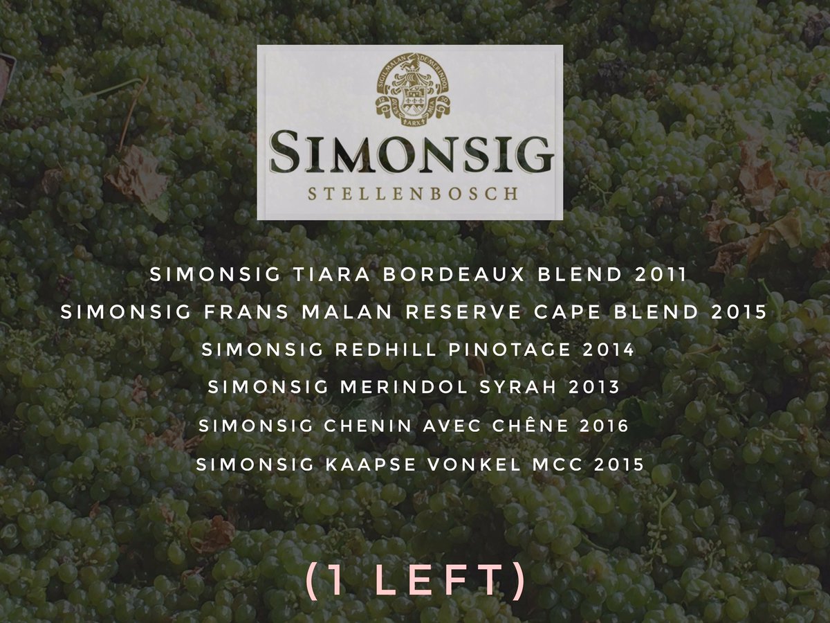 Yummy wines from <a href="/SimonsigWines/">Simonsig Wine Estate</a>  
Hurry- ONLY 1 LEFT. 
thundafund.com/project/swiss17

Thank you <a href="/SimonsigWines/">Simonsig Wine Estate</a> for the support. 🍷