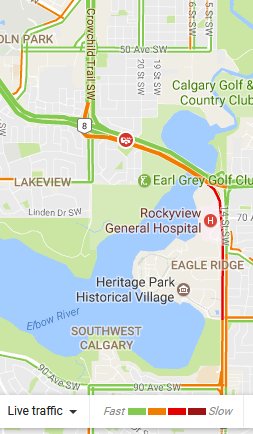 NewsRadioCGY's tweet photo. #yyctraffic Crash on EB Glenmore past Crowchild is CLEAR but backlogged traffic now slow thru 14 St construction btwn 75 & 90 Aves. #AhCmon https://t.co/EoYCzb2INY