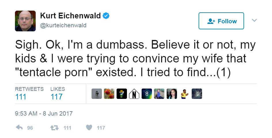 Posti_Mees's tweet photo. Hold on now, @kurteichenwald not only bought child porn in 2005, but he surfs #TentaclePorn with his kids to show it 2 his wife? What a perv https://t.co/tpdDKVqZtF