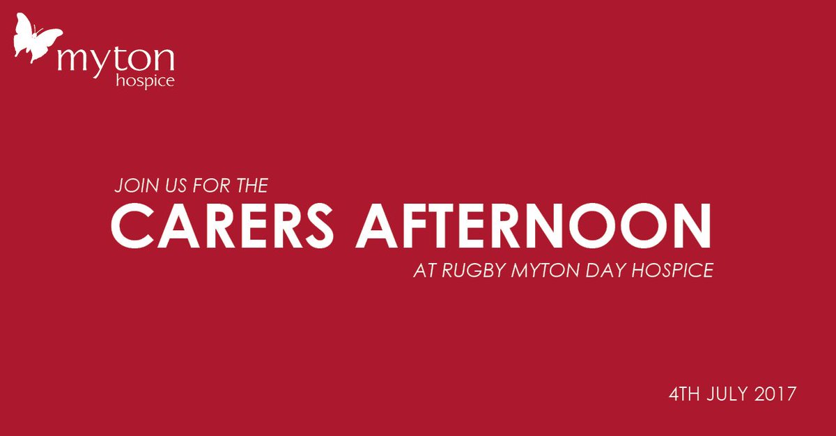 MytonHospices's tweet photo. Come join us at Rugby #MytonHospice for the Carers Afternoon on the 4th July! #RugbyHour More at: https://t.co/FrYyRcbcuh https://t.co/yf29gVPGbc