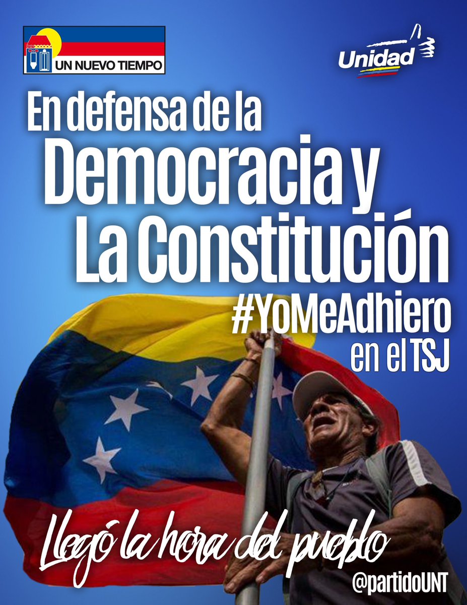 partidoUNT's tweet photo. En defensa de la democracia y la Constitución #YoMeAdhiero en la Sala Electoral del TSJ al recurso contra la Constituyente CHIMBA de Maduro https://t.co/OovD9atMQF