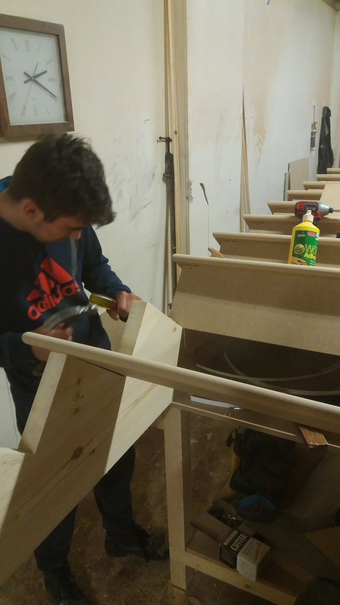 Our #apprentice Tom from @mbrocollege hard at work assembling a  cut string #staircase