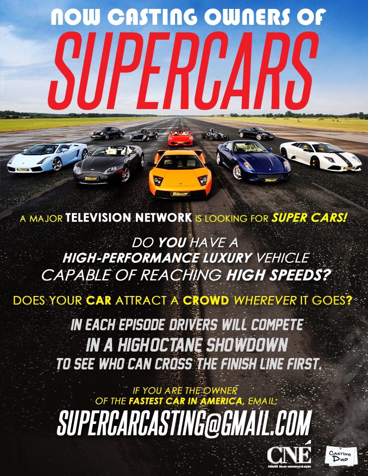 @supercarscar we're casting owners of #supercars and #sleepercars for a fun new TV show!  Please Retweet!