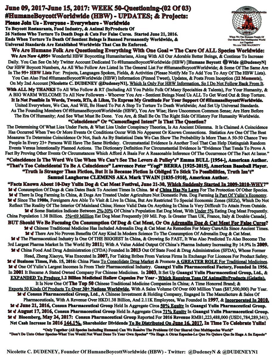 DudeneyN's tweet photo. #HumaneBoycottWorldwide (HBW)
Week 50
Jun09-Jun15
Questioning
Updates & Projects
PleaseJoinUs @DudeneyN
Get Word Out
https://t.co/3VkGdvP65m https://t.co/LxgJQatJp6