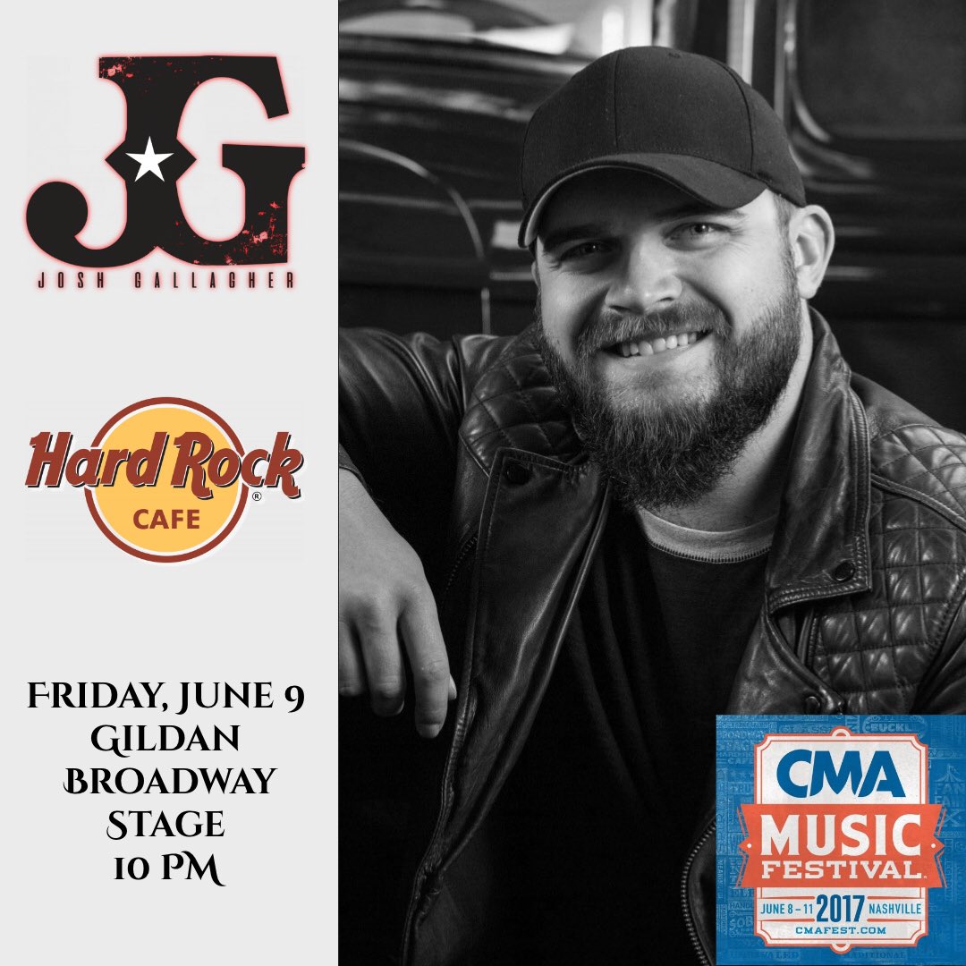 joshgallmusic's tweet photo. I GOT A STAGE FOR CMA FEST! π @HardRock stage tomorrow at 10 pm ππ»πβ€οΈ #Galliators https://t.co/xnxGjHLKgL