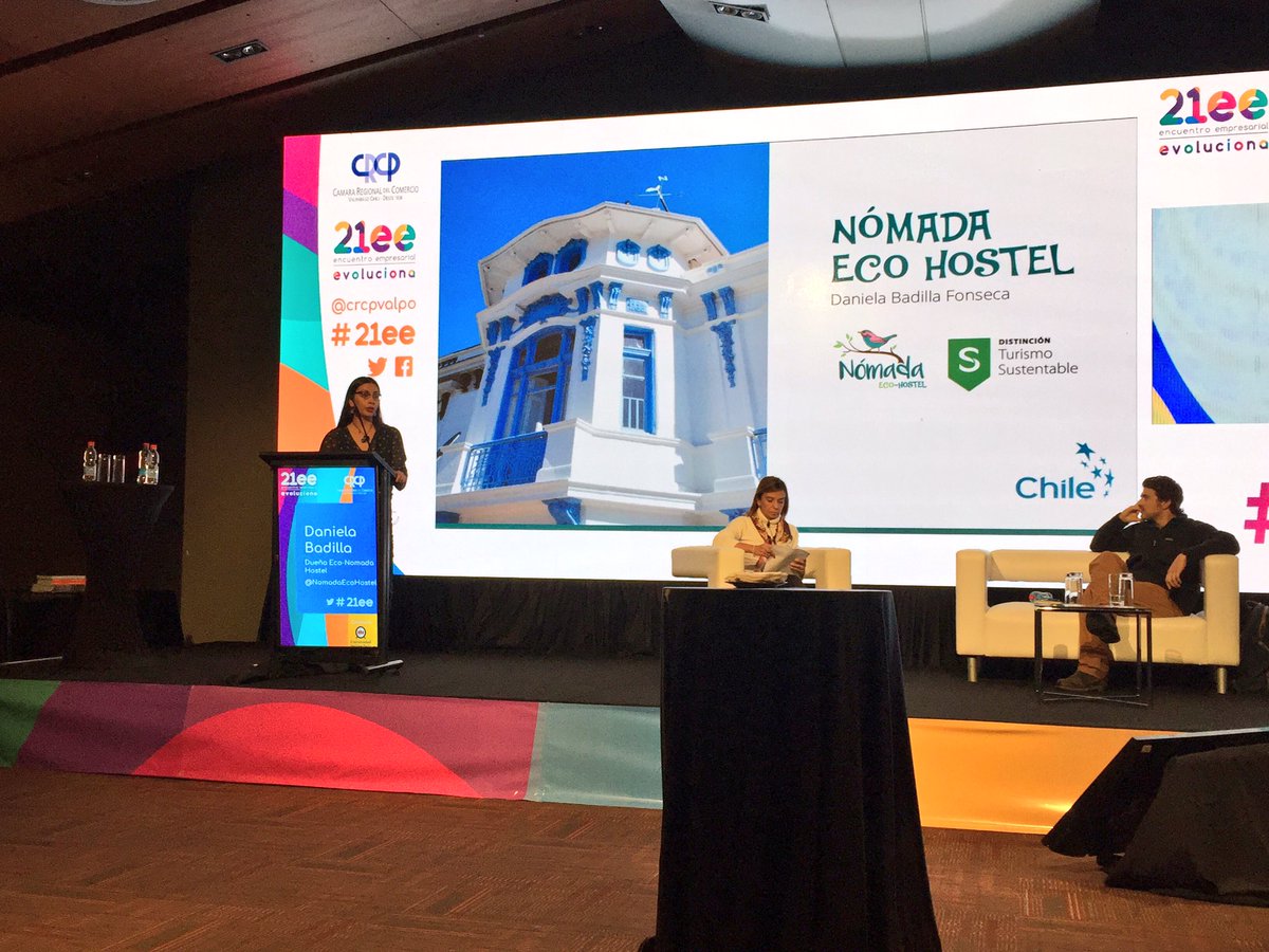 encuentrocrcp's tweet photo. [AHORA] Daniela Badilla, fundadora de Nómada Eco Hostel, el primer hostal de Valparaíso con Sello S, contando su experiencia en #21EE https://t.co/ZUAzs7wdNk