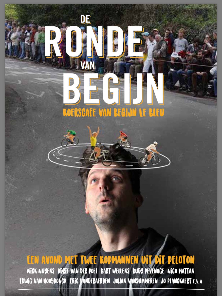 BegijnLeBleu's tweet photo. Volgend seizoen gaat De Ronde van Begijn van start. Het koerscafé op toernee langs de Vlaamse Culturele Centra. Allez, allez, roulez! https://t.co/xJf9ZucH3b