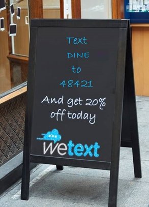 WeTextCo's tweet photo. Post your keyword on sidewalk signs, on receipts, flyers &amp; more to promote your text campaign. #WeText #Restaurant #Marketing https://t.co/UccCNegnvZ