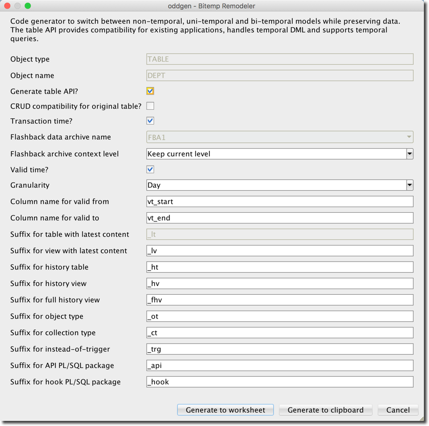 phsalvisberg's tweet photo. Fixed known bugs in Bitemp Remodeler v0.3.0. Generating TAPI in #SQLDev for @OracleDatabase 12.1 or higher. #oddgen
https://t.co/bZBIjBN1GQ https://t.co/Lr57NZWFny