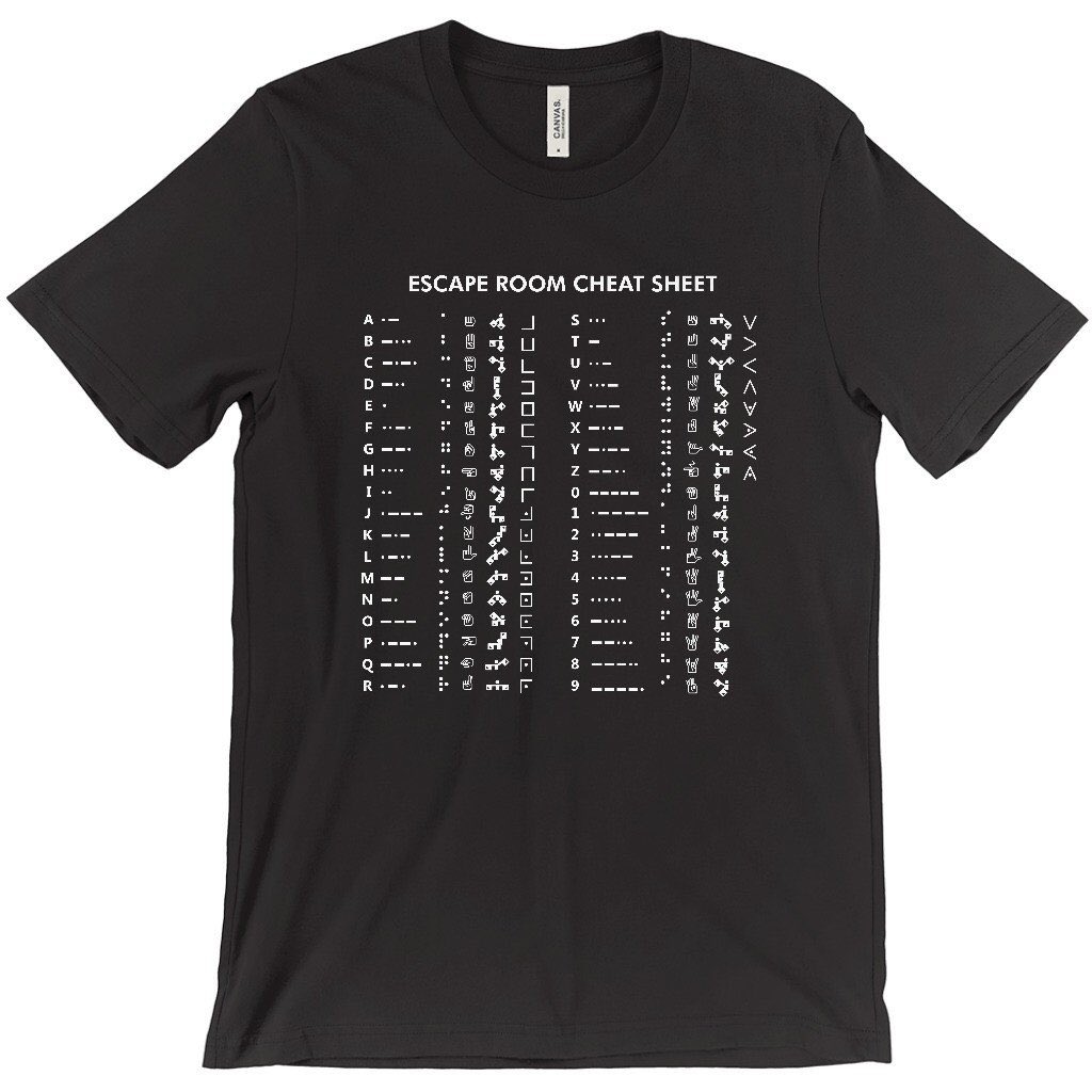 lvespirit's tweet image. Need a handy reference to 5 different ciphers in an escape room? Check out our #escaperoom #cheatsheet #tshirt ! Lvespirit.com
