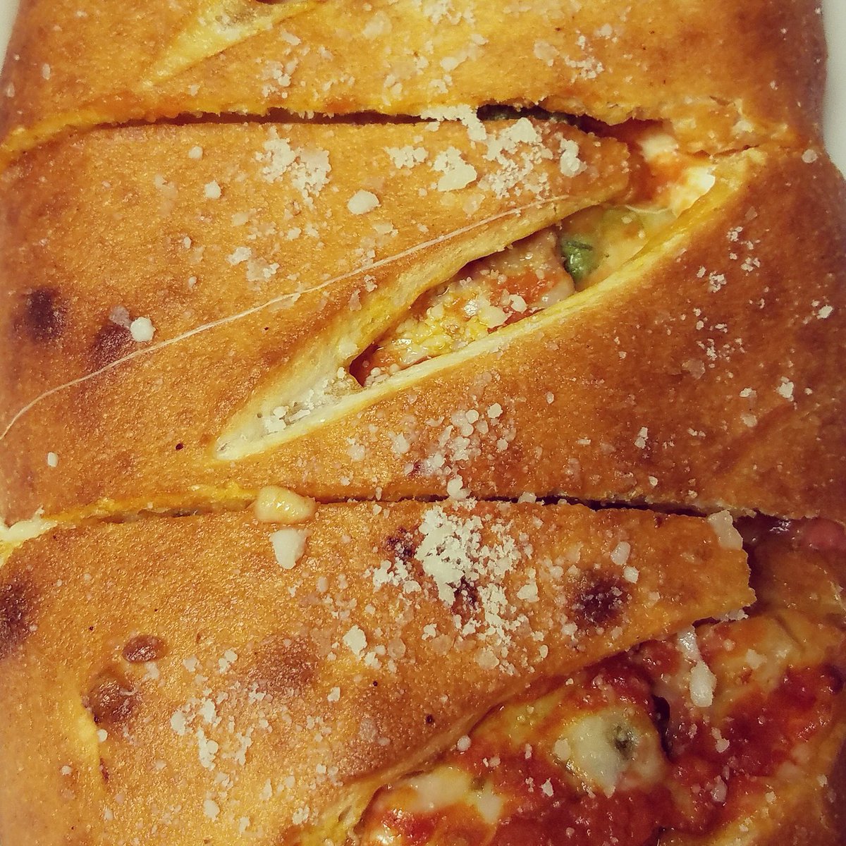 Yum, we have a Stromboli with mozzarella, spinach, roasted garlic, salami &amp; prosciutto at #CatelliDuo Moorestown!