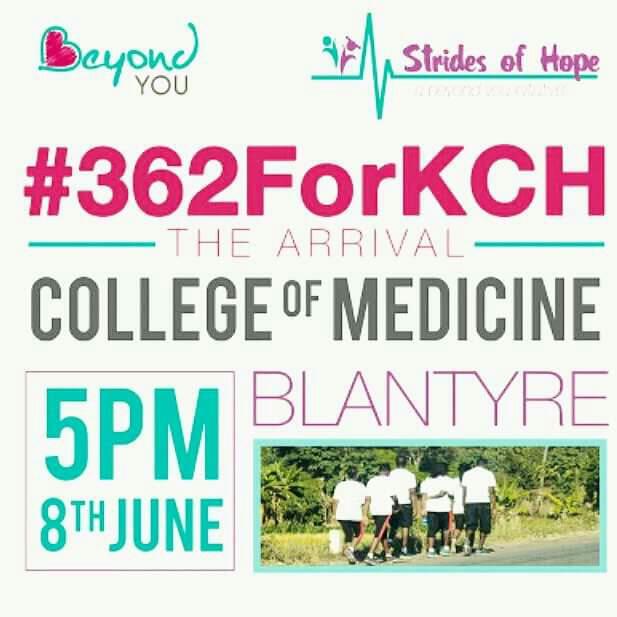 Strides_of_Hope's tweet photo. The 7 walkers reached Blantyre exactly 1 year ago today! Thank you for believing...We can still hear you cheering! #362forKCH #StridesofHope https://t.co/uy3gJsmY02