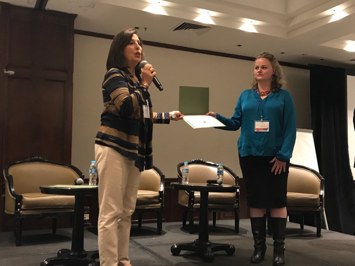 CeriseSptf's tweet photo. Former @SPTaskForce board member @truelift Ambassador Carmen Velasco delivers Truelift award to @Friend_Bridge &amp; @fundaparaguaya #SPTF2017 https://t.co/ZhzIXCGiO7