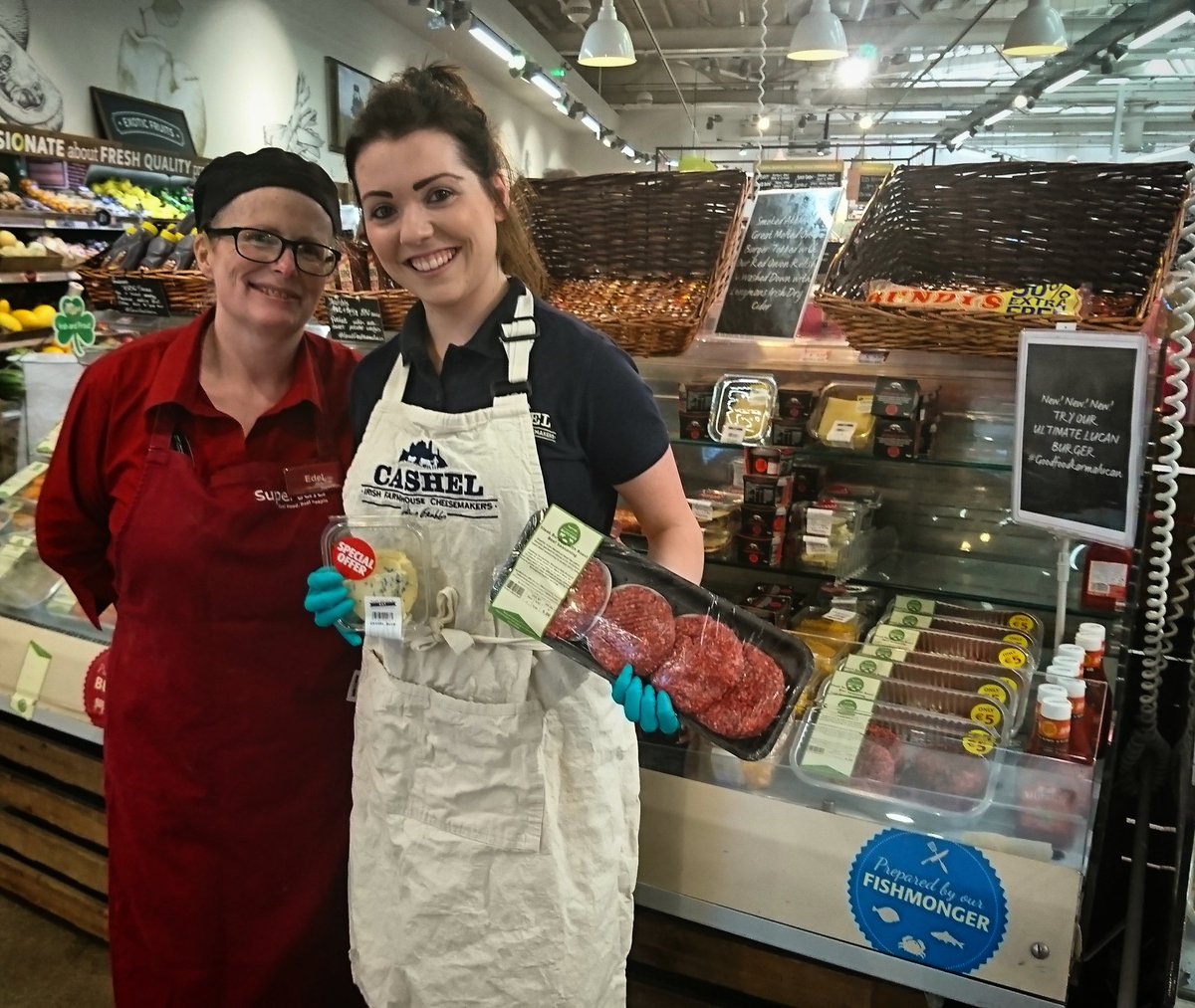 SuperValuLucan's tweet photo. Our cheese expert Edel with Karen from Irish Farmhouse Cheese. Fabulous Cashel Blue here, great with burgers!
#NationalCheeseWeek #SVLucan https://t.co/U3wscExq3m