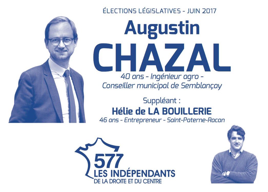 ACHAZAL's tweet photo. Éthique, sincérité, audace : votez CHAZAL ! #circo3705 #touraine https://t.co/E7x7SPVgxd