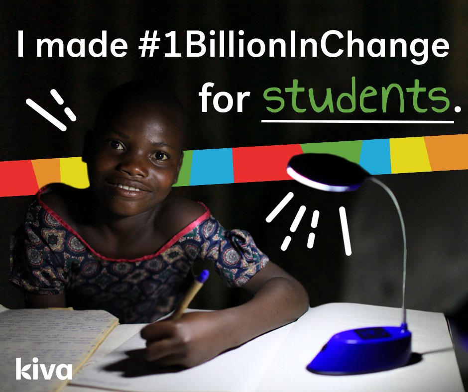 Kiva's tweet photo. When people join together &amp; act, the world changes for millions. I just helped make #1BillionInChange! Join in? https://t.co/9oCm0bufpA https://t.co/8FHGXX08QV