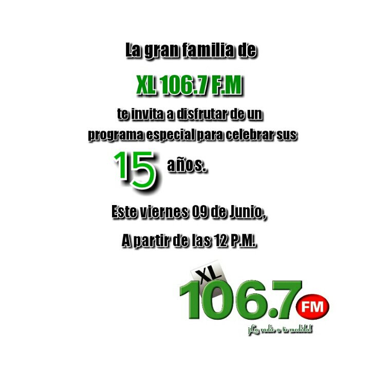 QueBuenPar_'s tweet photo. #QueBuenPar y @106_7fm te invitan este viernes 09 a partir de las 12P.M a celebrar sus 15 años de fundación. @teresajcr @JRMaestre20 https://t.co/mu6SVDeJmU