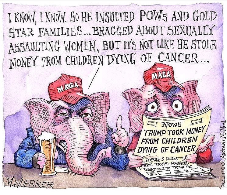 Ha. Ha? Seriously, how low will #trump and his supporters go? I try not to be judgemental, but it's so hard not to judge the president of t…