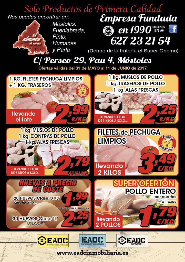 almacendecarnes's tweet photo. OFERTAS VALIDAS HASTA EL 11 DE JUNIO DE 2017
#CONEJO TIERNO
#HAMBURGUESAS DE POLLO
TRASEROS DE #POLLO
CALLE PERSEO, 29, PAU 4, #MOSTOLES https://t.co/PAHH5XwrUT