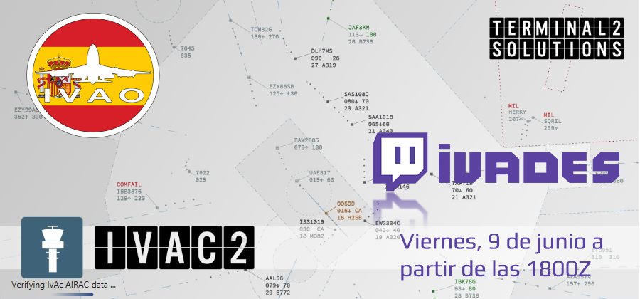 IVAOES's tweet photo. ¡Mañana esperamos veros por nuestro canal de Twitch y por LEPA! #IVAC2 https://t.co/iKynYFi3CB https://t.co/YIHYU8AsUW