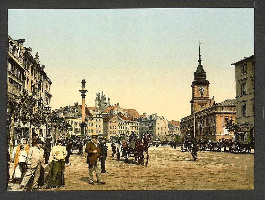 Picture of Castle Square, Warsaw in 1890 Russian Empire. at the end of 19th century
